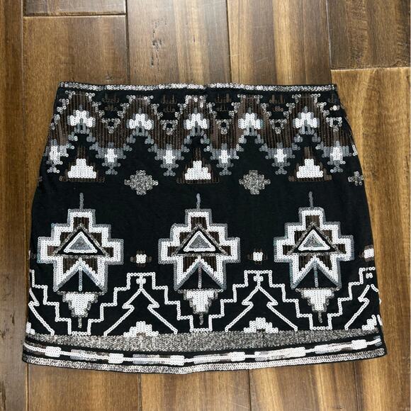 Express Factory Black& White Mini Sequin Skirt Art Deco Geometric Y2K Monochrome - Picture 9 of 9
